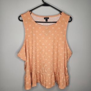 Torrid Texture Knit High Neck Ruffle Crop Top Peach Size 3X